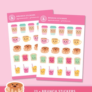 Planificateur d'autocollants pour brunch, feuille d'autocollants pour le petit-déjeuner, thé et café