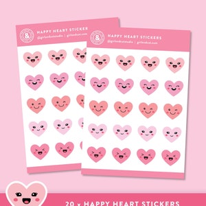 Planificateur d'autocollants Happy Heart, suivi de l'humeur, feuilles d'autocollants sur la santé mentale
