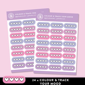 Stickers couleur et suivi de votre humeur, autocollants de suivi de l'humeur, feuilles d'autocollants sur la santé mentale