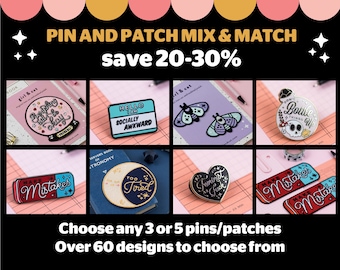 Embroidered Patch and Enamel Pin Deal - Choose any 3 or any 5 Patches Pins - Mix and Match Pin and Patch - Special Offer - Multibuy Deal