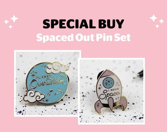 I Need Space and Planet Overwhem Enamel Pins, Space themed pins, Slight Seconds B Grade, Special Buy
