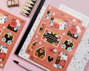 Tattoo Style Vinyl Sticker Sheet: Love & Luck A6 Stickers