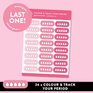 Period Tracker Planner Stickers: 24 x sticker sheet