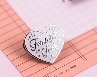 Feminist As F*ck Enamel Pin - Blush Pink, Gold