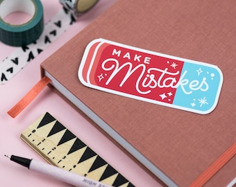 Make Mistakes Eraser Vinyl Sticker, Sketchbook, Bullet Journal Stickers, Laptop Stickers, Graduation Gift, Teacher Planner, Back to School