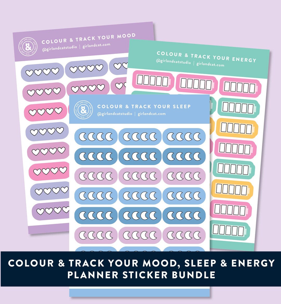 Mood Tracker Stickers - Track Sleep, Mood and Energy - 3 X Sticker ...