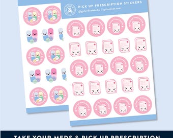 Prescription and Medication Planner Sticker Bundle - 2 x Sticker Sheets