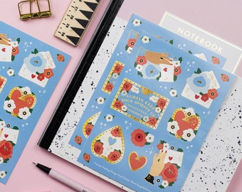 Tattoo Style Vinyl Sticker Sheet: Love & Luck A6 Stickers