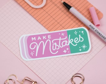 Make Mistakes Sticker, Sketchbook, Bullet Journal Laptop Stickers, Back To School