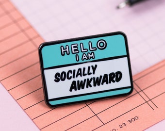 Socially Awkward Enamel Pin, Mental Health Badge, Introvert Gift, Autism Pins, Neuro divergent Enamel Pins, ADD ADHD pin badges gift