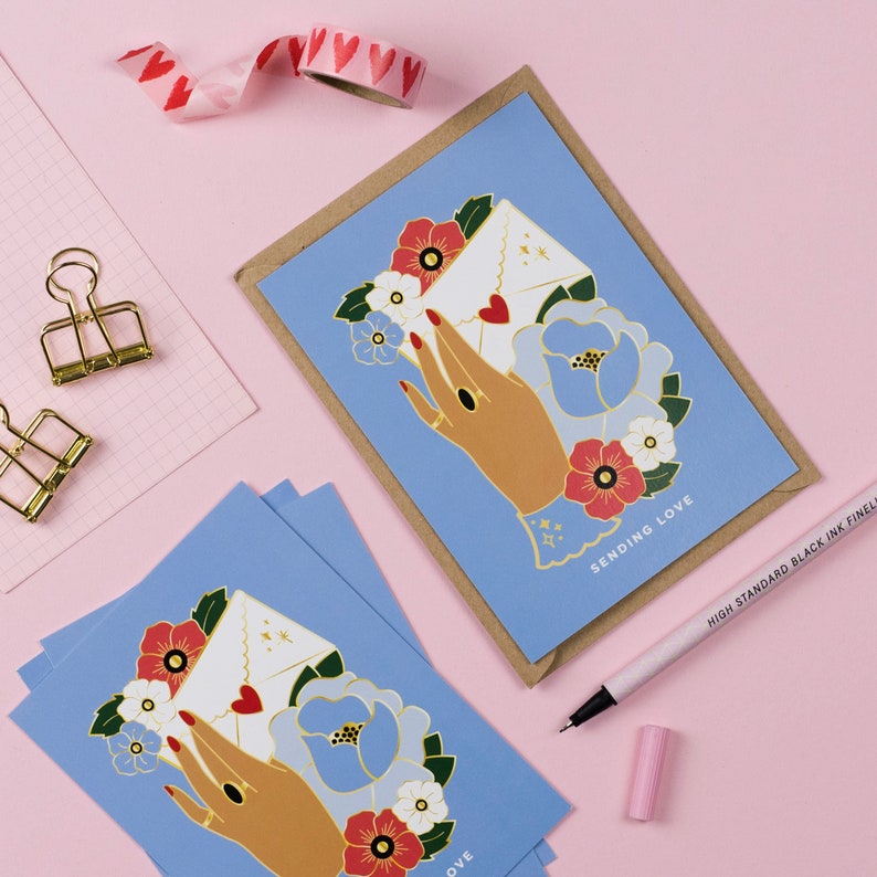 Sending Love Postcard Pack, 6 postcard set, Friendship, Encouragement Cards, Just Because Card image 1