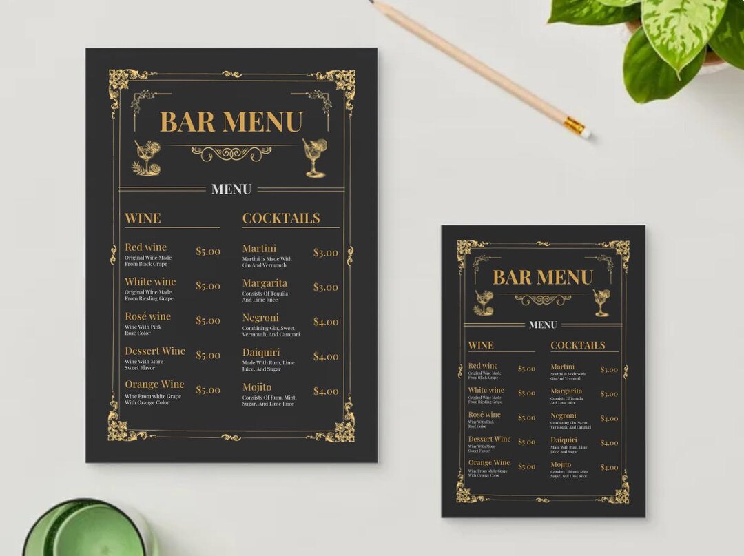 Custom Digital Menu - Custom Design Idea - Personalised Menu - Etsy