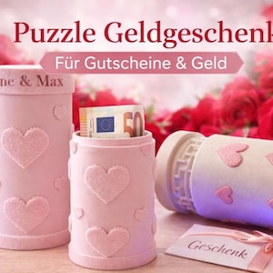 Labyrinth Geschenkbox für Geldgeschenk & Gutschein | personalisierte Puzzle Box mit Herz | Hochzeitsgeschenk, Geldgeschenk Hochzeit