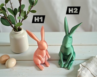 Modern Easter Bunny Decorations H1 & H2 | Abstract Bunny Figurines (Set or Individual) | Minimalist Spring and Easter Decorations