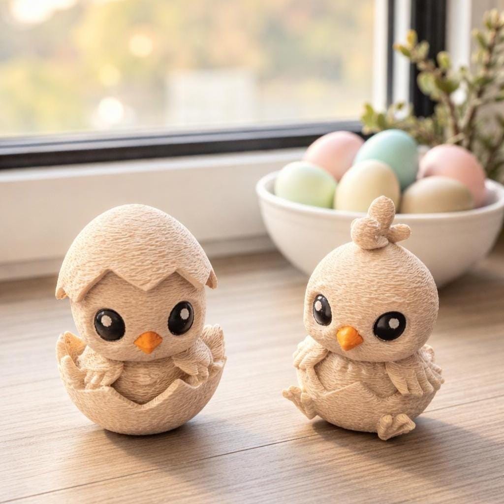 Easter Chick Set – Cute Wooden Figures From 3D Printing | Spring Decor ...