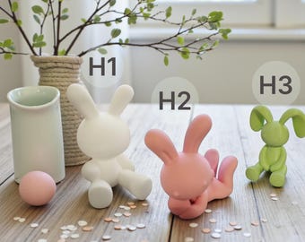 Modern Easter Bunnies H1–H3 Set | Abstract Bunny Figurines in Three Poses | Timeless Easter Decorations | Minimalist Spring Decorations