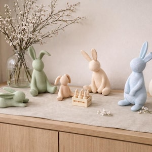 Nowoczesna dekoracja wielkanocna z motywem zajączka | Krąg zajączków ze skrzynką piwa | Zabawna dekoracja wielkanocna | Drukowane w 3D figurki zajączków