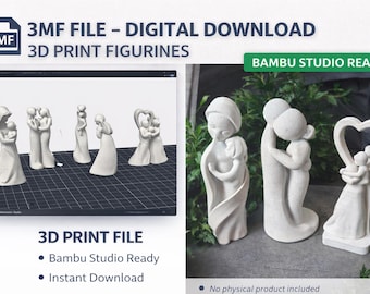 STL-Datei Frauenfigur zum 3D-Druck | Feminine Skulptur für Deko & Geschenk | 8 Designs | 5 Größen | Marmoroptik