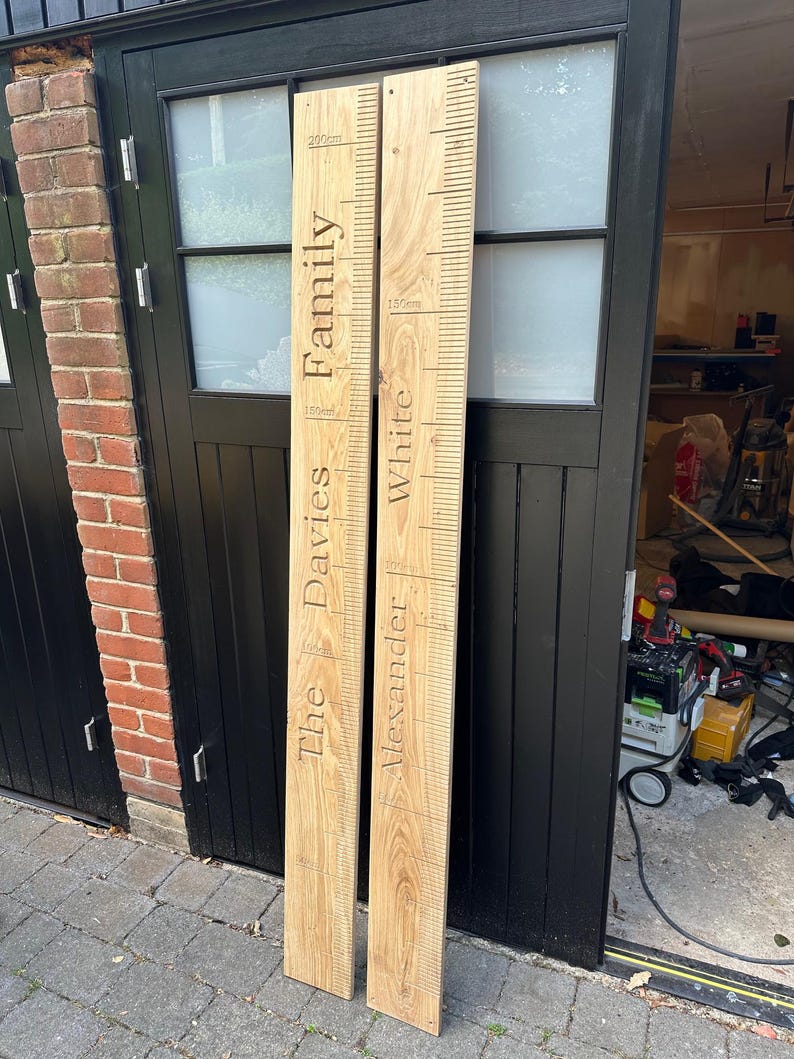 Personalized Solid Oak Height Chart | Engraved Growth Ruler, Kids Decor height chart afbeelding 8