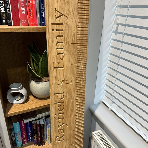 Personalized Solid Oak Height Chart | Engraved Growth Ruler, Kids Decor height chart