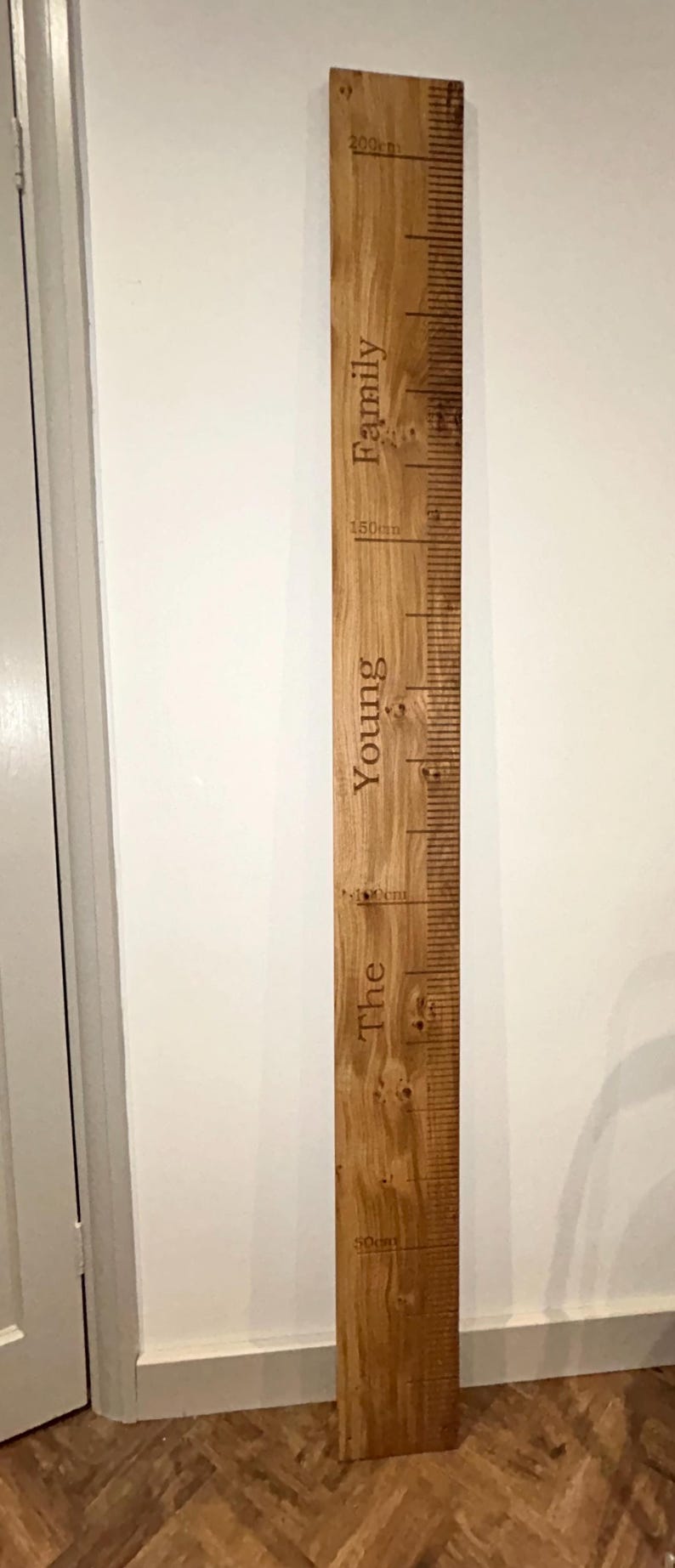 Personalized Solid Oak Height Chart | Engraved Growth Ruler, Kids Decor height chart afbeelding 9