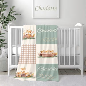 Personalised Baby Blanket with Name | Custom Fox Kids Blanket | Soft Cotton Toddler Throw | Nursery Gift , Custom Name Blanket Unique Design