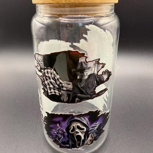 Horror Legends Glass Storage Jar with Bamboo Lid Cup 16oz