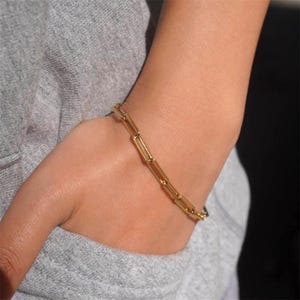 Dainty Paperclip Chain Bracelet: Sterling Silver or Gold Boho Jewelry