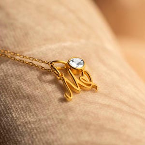 Personalized Initial Heart Necklace: Gold or Silver Crystal Pendant