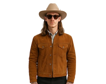 Vintage Brown Suede Western Jacket – Men’s Cowboy Style Leather Coat, Classic Rodeo Ranch Wear