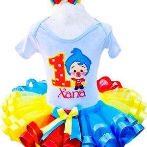 Tutú para Cumpleaños INSPIRADO en Payasito del Corazón, Tutú Payaso, Atuendo Niña Fiesta Circo, Tutú Multicolor, Payaso del Amor