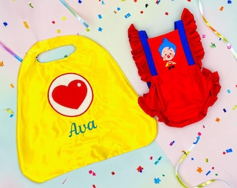 Heart Hero Inspired Clown Tutu Rumper Ruffles Baby Girl Circus Birthday Outfit.