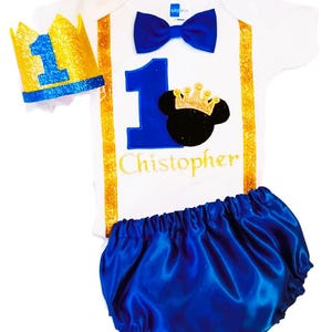 Traie INSPIRADO Mickey Principe Azul Primer Cumpleaños, Príncipe Cumpleaños, Príncipe Real, Traje Del Rey Primer Cumpleaños, Traje de Mickey
