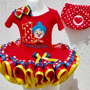 Tutú INSPIRADO en Payasito del Corazón, Tutú niñas Payaso, Atuendo Cumpleaños, Niña Fiesta Circo, Tutú Multicolor, Payaso del Amor, Circo