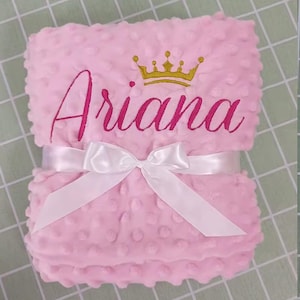 Manta Bebé Personalizada, Manta Bordada mit Namen und Corona, Frazada Bebé Princesa / Principe, Sabanita mit Nombre Bebé