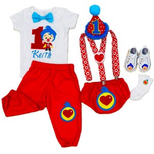 Inspired Plim Plim Clown Birthday Outfit: Cake Smash Costume.