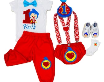 Inspired Plim Plim Clown Birthday Outfit: Cake Smash Costume.