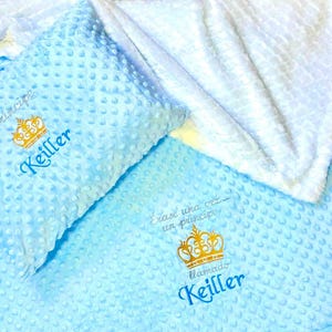 Set von Manta und Funda für Almohada de Bebé personalisiert, Juego Manta / Funda Almohada mit Namen für Bebe, Bebé Principe Frazada