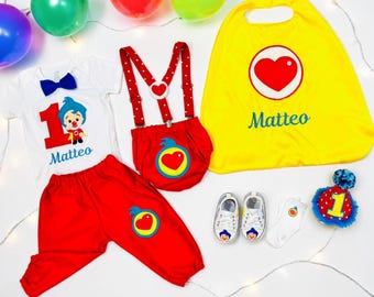 Inspired Plim Plim Clown Birthday Outfit: Cake Smash Costume.