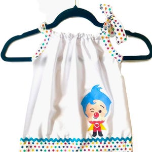 Hermosa Batita INSPIRADA en Payaso del Corazón. Pillow case dress Payasito del Amor, Vestido Fiesta Circo, Vestido Payaso niña, Bata Fiesta