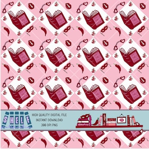 Smutty Bookshelf Digital Seamless Pattern - Tumblers - Print on Demand - Spicy Book Lover - Bookish Gift - DIGITAL PRODUCT ONLY