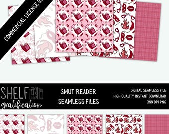 Smutty Bookshelf Seamless Pattern Bundle: Spicy Book Lover (Digital Product)