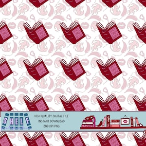 Smutty Bookshelf Digital Seamless Pattern - Tumblers - Print on Demand - Spicy Book Lover - Bookish Gift - DIGITAL PRODUCT ONLY