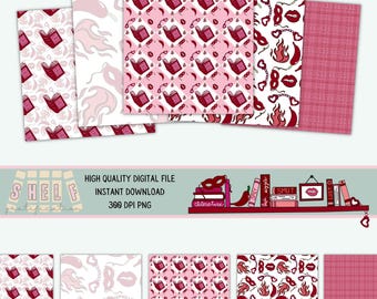 Smutty Bookshelf Seamless Pattern Bundle: Spicy Book Lover (Digital Product)