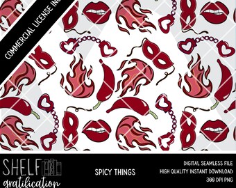 Smutty Bookshelf Digital Seamless Pattern: Spicy Romance (Digital Product)