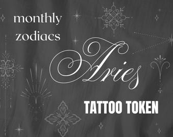 Diseño de tatuaje del zodíaco Aries / Diseño astrológico de líneas finas (Descarga digital)