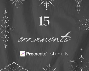 Fine Line Ornament Tattoo Stencils | 15 Spiritual Procreate Stamps (Commercial License)