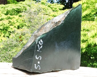 4インチのカナダ産ネフライト翡翠の鷲像（化石化した木の台座付き