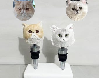 Ceramic Cat Head Wine Stopper & Bottle Opener Set: Unique Pet Lover Gift