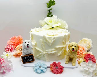 Adorno para tarta de boda personalizado con forma de perro: figura conmemorativa hecha a mano